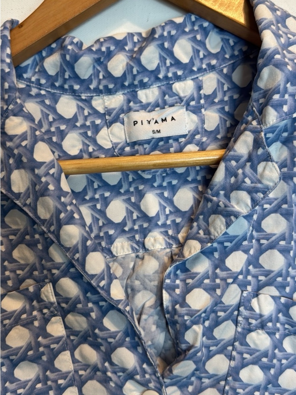 PIYAMA Peta Cornflower Blue Sleep Set - Relaxed Button-Front Pajama Top & Shorts - Picture 3 of 9